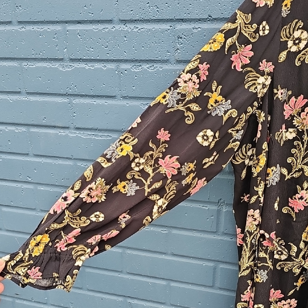 LOFT Floral Black Dress SIZE 24 - Picture 2 of 5